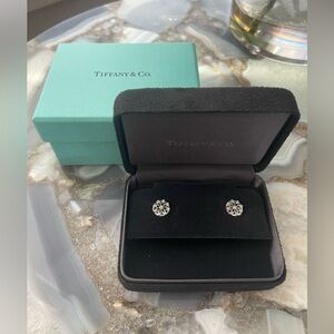 NEW Tiffany & Co. 18K White Gold and Diamond Flower Earrings